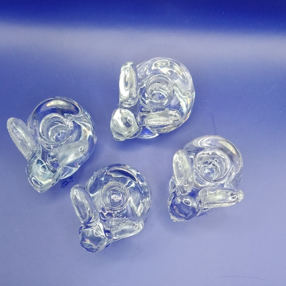 Crystal Clear Glass Rabbit Figurines Set - Picture 2 of 8